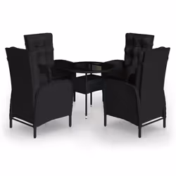 vidaXL Set da Bistrot per Giardino 5 pz in Polyrattan Nero - Vista aggiuntiva 2