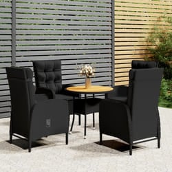 vidaXL Set da Bistrot per Giardino 5 pz in Polyrattan Nero