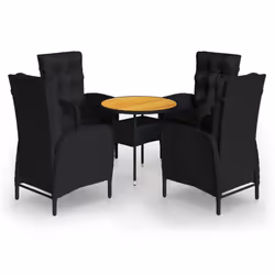 vidaXL Set da Bistrot per Giardino 5 pz in Polyrattan Nero - Vista aggiuntiva 2