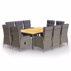 vidaXL Set Pranzo da Giardino 11pz in Polyrattan Grigio - Vista aggiuntiva 2