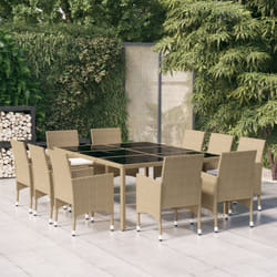 Vidaxl - Set da Pranzo per Giardino 11 pz in Polyrattan Beige