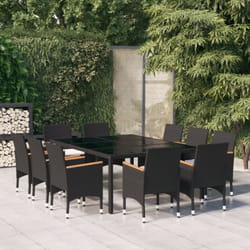 Vidaxl - Set da Pranzo da Giardino 11 pz in Polyrattan Nero