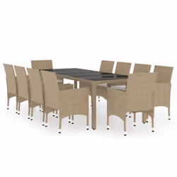 vidaXL Set da Pranzo per Giardino 11 pz in Polyrattan Beige - Vista aggiuntiva 2