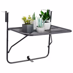 vidaXL Tavolo da Balcone Nero 60x40 cm in Acciaio - Vista aggiuntiva 3