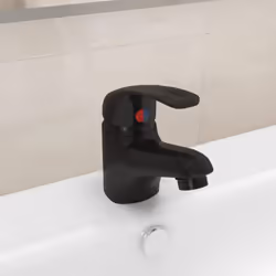 Questo rubinetto miscelatore da lavandino completo con tubi flessibili per acqua calda e fredda e con parti per l'installazio ...
