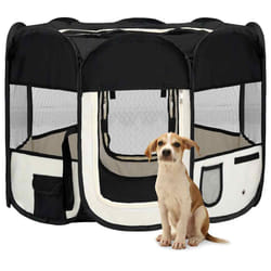 vidaXL Box per Cani Pieghevole con Borsa Trasporto Nero 90x90x58 cm