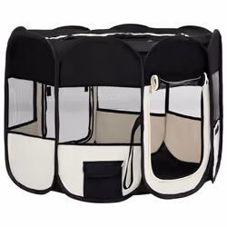 vidaXL Box per Cani Pieghevole con Borsa Trasporto Nero 90x90x58 cm - Vista aggiuntiva 3