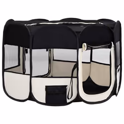 vidaXL Box per Cani Pieghevole con Borsa Trasporto Nero 125x125x61 cm - Vista aggiuntiva 2