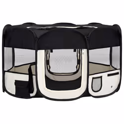 vidaXL Box per Cani Pieghevole con Borsa Trasporto Nero 145x145x61 cm - Vista aggiuntiva 2
