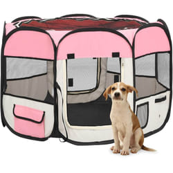 Box Cani, Recinto per cani Pieghevole con Borsa Trasporto Rosa 90x90x58 cm Vidaxl 7617
