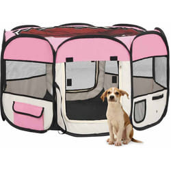 Box per Cani Pieghevole con Borsa Trasporto Rosa Cerniera varie dimensioni dimensioni : 110x110x58 cm