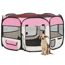 vidaXL Box per Cani Pieghevole con Borsa Trasporto Rosa 125x125x61 cm