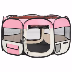 vidaXL Box per Cani Pieghevole con Borsa Trasporto Rosa 125x125x61 cm - Vista aggiuntiva 3