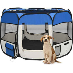 Box per Cani Pieghevole con Borsa Trasporto Blu Cerniera varie dimensioni dimensioni : 90x90x58 cm