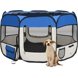 Box per Cani Pieghevole con Borsa Trasporto Blu Cerniera varie dimensioni dimensioni : 110x110x58 cm