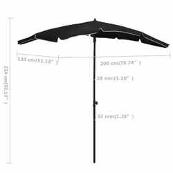VidaXL 315557 ombrellone da cortile Nero - Vista aggiuntiva 6