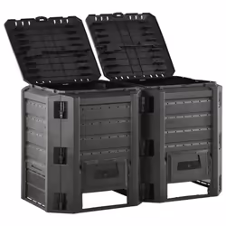 vidaXL Compostiera da Giardino Nera 800 L - Vista aggiuntiva 2