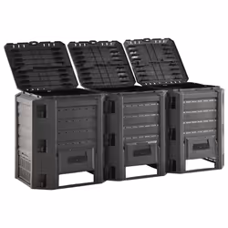 vidaXL Compostiera da Giardino Nera 1200 L - Vista aggiuntiva 2