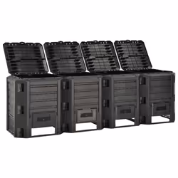 vidaXL Compostiera da Giardino Nera 1600 L - Vista aggiuntiva 2