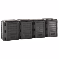 vidaXL Compostiera da Giardino Nera 1600 L - Vista aggiuntiva 3