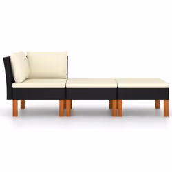 Set di Divani da Giardino 3 pz Polyrattan Massello di Eucaliptocod mxl 119343 - Vista aggiuntiva 2