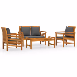 vidaXL Set Salotto da Giardino 4pz con Cuscini Legno Massello Acacia - Vista aggiuntiva 2