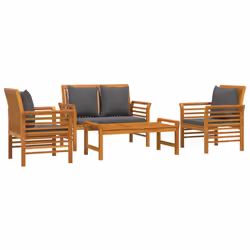vidaXL Set Salotto da Giardino 4pz con Cuscini Legno Massello Acacia - Vista aggiuntiva 3