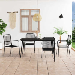 vidaXL Set da Pranzo da Esterni 5 pz in Corda di Cotone e Acciaio Nero