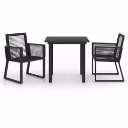 Questo set da pranzo da giardino contiene 1 tavolo con piano in vetro e 2 sedie con braccioli. Il set di mobili da pranzo con ...