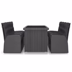 vidaXL Set da Pranzo da Giardino 9 pz con Cuscini in Polyrattan Nero - Vista aggiuntiva 3