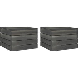 Tavoli da Giardino in Pallet 2 pz in Pino Massello Grigio Scuro - Vidaxl