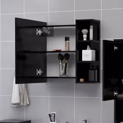 Mobile Bagno con Specchio Nero 62,5x20,5x64cm Legno Multistratocod mxl 73003 - Vista aggiuntiva 3