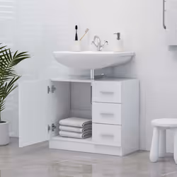 vidaXL Mobile Sottolavabo Bianco 63x30x54 cm in Multistrato - Vista aggiuntiva 3