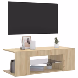 vidaXL Mobile Porta TV con Luci LED Rovere Sonoma 90x39x30 cm - Vista aggiuntiva 3