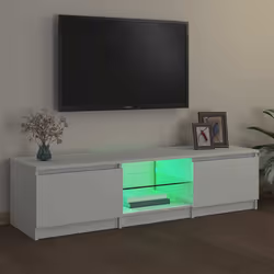 vidaXL Mobile Porta TV con Luci LED Bianco 140x40x36 cm - Vista aggiuntiva 3