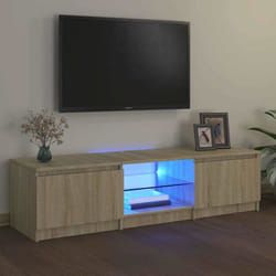 Mobile Porta tv con Luci led 140x40x35,5 cm con 2 ante e scomparti vari colori colore : Marrone