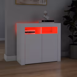 vidaXL Credenza con Luci LED Bianca 80x35x75 cm - Vista aggiuntiva 3