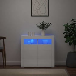 vidaXL Credenza con Luci a LED Bianco Lucido 80x35x75 cm