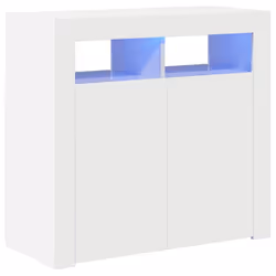 vidaXL Credenza con Luci a LED Bianco Lucido 80x35x75 cm - Vista aggiuntiva 2