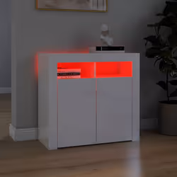 vidaXL Credenza con Luci a LED Bianco Lucido 80x35x75 cm - Vista aggiuntiva 3