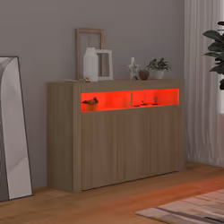 vidaXL Credenza con Luci LED Rovere Sonoma 115,5x30x75 cm - Vista aggiuntiva 3