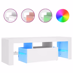 vidaXL Mobile Porta TV con Luci LED Bianco 120x35x40 cm - Vista aggiuntiva 2