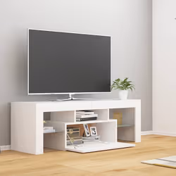vidaXL Mobile Porta TV con Luci LED Bianco 120x35x40 cm - Vista aggiuntiva 3