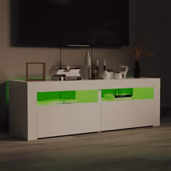 vidaXL Mobile Porta TV con Luci LED Bianco 120x35x40 cm - Vista aggiuntiva 3