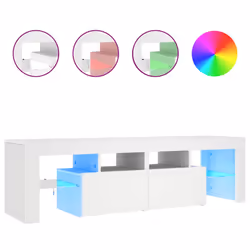 vidaXL Mobile Porta TV con Luci LED Bianco 140x36,5x40 cm - Vista aggiuntiva 2