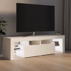 vidaXL Mobile Porta TV con Luci LED Bianco 140x36,5x40 cm - Vista aggiuntiva 3