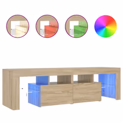 vidaXL Mobile Porta TV con Luci LED Rovere Sonoma 140x36,5x40 cm - Vista aggiuntiva 2