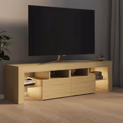 vidaXL Mobile Porta TV con Luci LED Rovere Sonoma 140x36,5x40 cm - Vista aggiuntiva 3