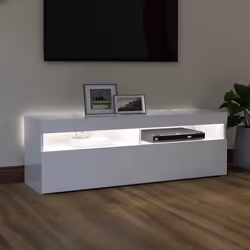 vidaXL Mobile Porta TV con Luci LED Bianco Lucido 120x35x40 cm - Vista aggiuntiva 3