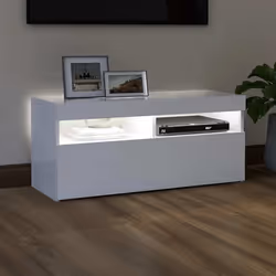 vidaXL Mobile Porta TV con Luci LED Bianco 90x35x40 cm - Vista aggiuntiva 3